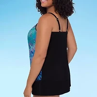 Trimshaper Womens Tie Dye Plus Tankini Swimsuit Top