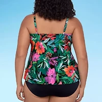 Trimshaper Womens Floral Plus Tankini Swimsuit Top