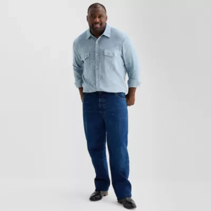 mutual weave Mens Long Sleeve Classic Fit Big and Tall Button-Down Shirt