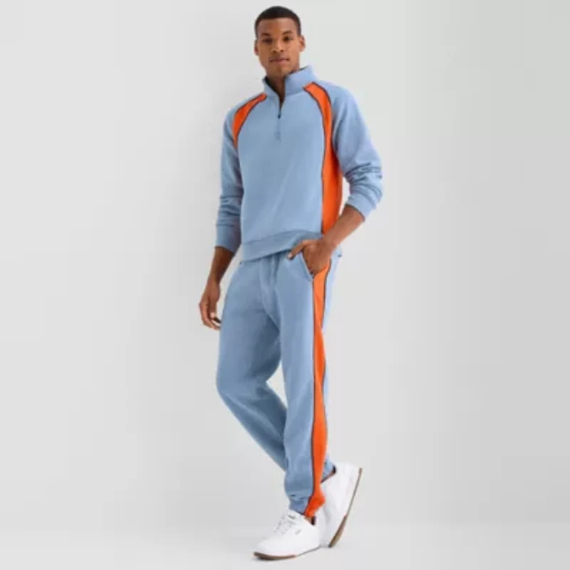 Xersion Cottone Fleece Blend Mens Long Sleeve Active Quarter-Zip Pullover