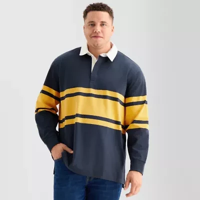 Arizona Mens Big and Tall Long Sleeve Rugby Polo
