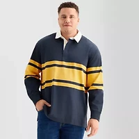 Arizona Mens Big and Tall Long Sleeve Rugby Polo