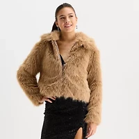 Forever 21 Womens Juniors Faux Fur Midweight Bomber Coat