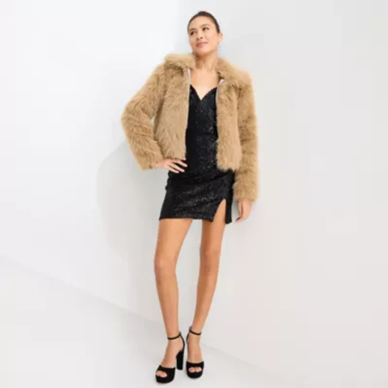 Forever 21 Womens Juniors Faux Fur Midweight Bomber Coat