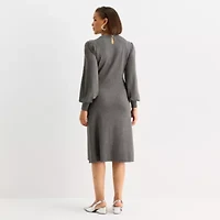 Liz Claiborne Womens Long Sleeve Midi Sweater Dress