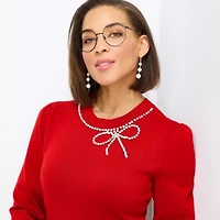 Liz Claiborne Womens Long Sleeve Midi Sweater Dress