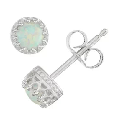 Children's Sterling Silver Opal 4mm Stud Earrings