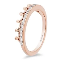 Enchanted Disney Fine Jewelry Womens 1/10 CT. T.W. Natural White Diamond 10K Rose Gold Princess Wedding Band