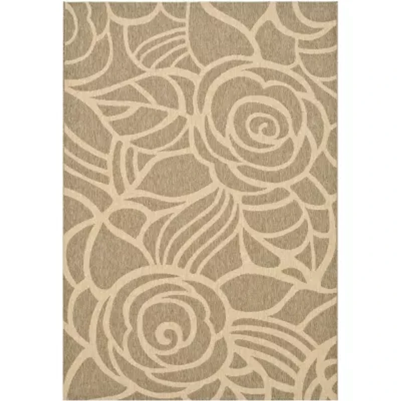 Courtyard Transitional Rose Indoor/Outdoor Rectangular Rugs