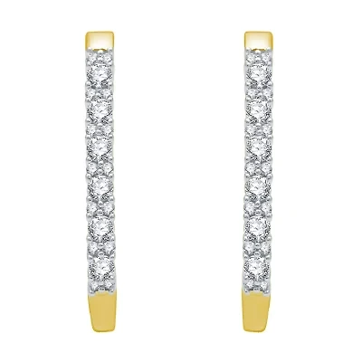 (H-I / I1) Womens 1/2 CT. T.W. Lab Grown White Diamond 10K Gold 22.4mm Hoop Earrings