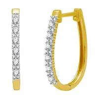 (H-I / I1) Womens 1/2 CT. T.W. Lab Grown White Diamond 10K Gold 22.4mm Hoop Earrings