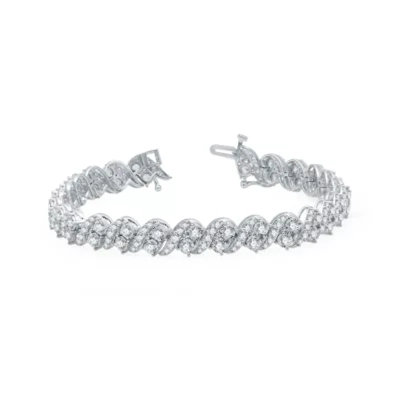 (H-I / I1) Womens 5 CT. T.W. Lab Grown White Diamond 10K White Gold 7.5 Inch Tennis Bracelet