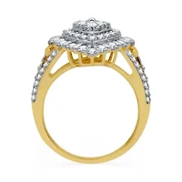 (H-I / I1) Womens 2 CT. T.W. Lab Grown White Diamond 10K Gold Halo Cocktail Ring