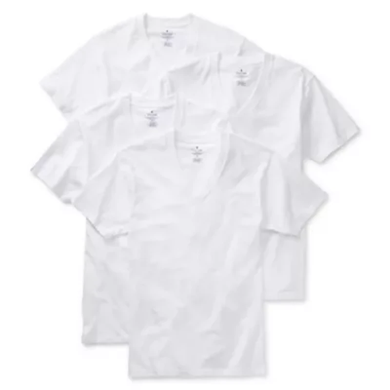 Stafford Heavyweight Mens 4 Pack Short Sleeve V Neck T-Shirt