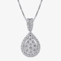 Diamond Blossom (H-I / I1) Womens 1 CT. T.W. Lab Grown White Diamond 10K White Gold Pear 18 Inch Pendant Necklace