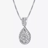 Diamond Blossom (H-I / I1) Womens 1 CT. T.W. Lab Grown White Diamond 10K White Gold Pear 18 Inch Pendant Necklace