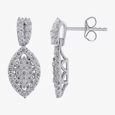 Diamond Blossom (H-I / I1) Womens 1 CT. T.W. Lab Grown White Diamond 10K White Gold Marquise Drop Earrings