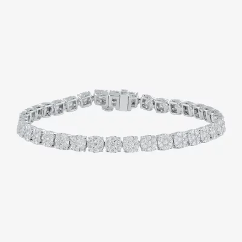 (H-I / I1) Womens 4 CT. T.W. Lab Grown White Diamond 10K White Gold 7.25 Inch Tennis Bracelet