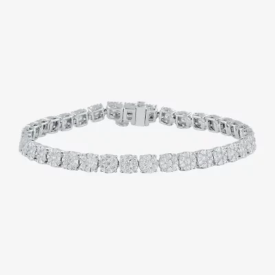 (H-I / I1) Womens 4 CT. T.W. Lab Grown White Diamond 10K White Gold 7.25 Inch Tennis Bracelet
