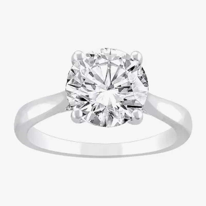(I-J / SI2) Womens 3 CT Lab Grown White Diamond 14K Gold Round Solitaire Engagement Ring