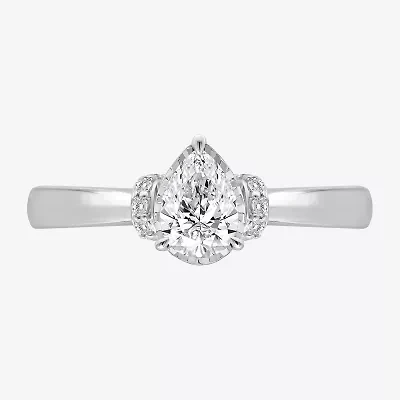 (I / I1) Womens 1 CT. T.W. Lab Grown White Diamond 10K or 14K Gold Pear Solitaire Engagement Ring
