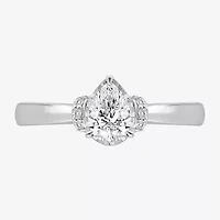 (I / I1) Womens 1 CT. T.W. Lab Grown White Diamond 10K or 14K Gold Pear Solitaire Engagement Ring