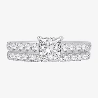 (H-I / SI1-SI2) Signature By Modern Bride Womens 2 CT.TW Lab Grown White Diamond 14K Gold Side Stone Bridal Set