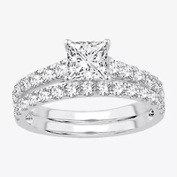 (H-I / SI1-SI2) Signature By Modern Bride Womens 2 CT.TW Lab Grown White Diamond 14K Gold Side Stone Bridal Set