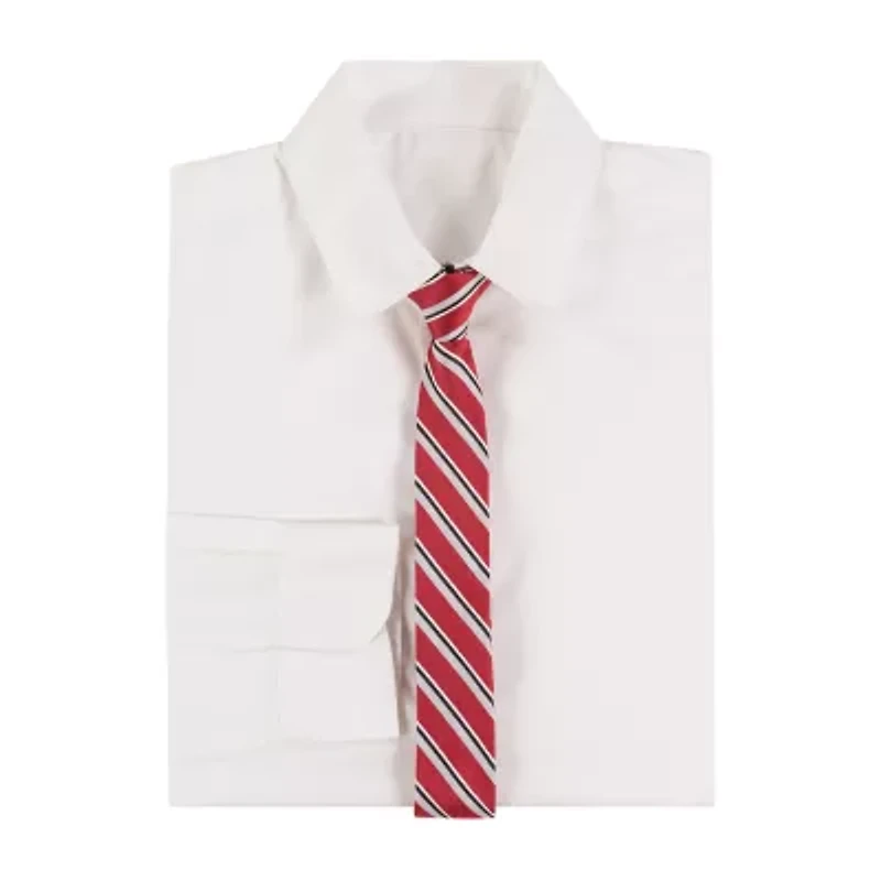 Van Heusen Little & Big Kid Boys Adaptive Long Sleeve Point Collar Shirt + Tie Set