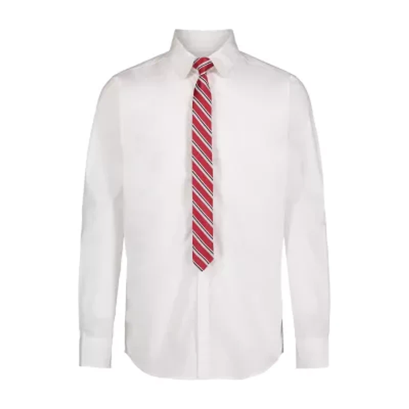 Van Heusen Little & Big Kid Boys Adaptive Long Sleeve Point Collar Shirt + Tie Set