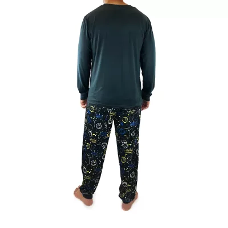 SmileyWorld Mens Crew Neck Long Sleeve 2-pc. Pajama Sets