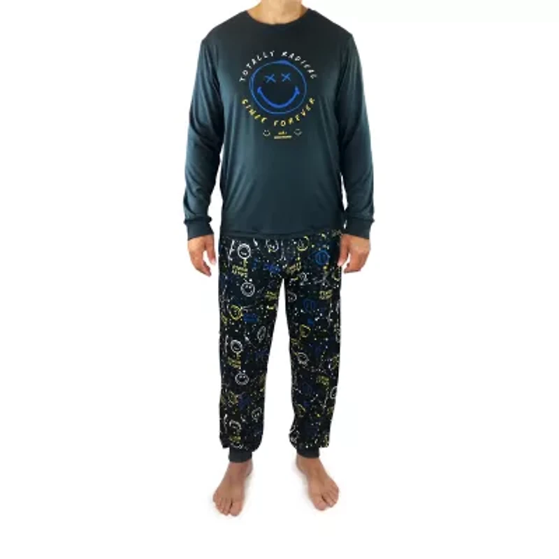 SmileyWorld Mens Crew Neck Long Sleeve 2-pc. Pajama Sets