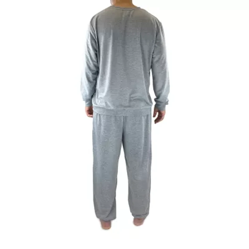 Mens Round Neck Long Sleeve 2-pc. Pajama Sets