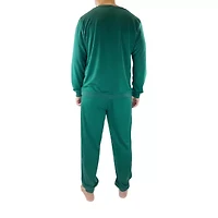 Mens Fleece Round Neck Long Sleeve 2-pc. Pajama Set