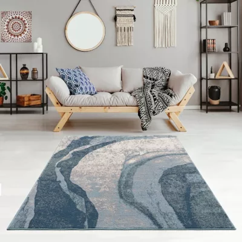 Madison Park Kathryn Abstract Wave Machine Woven Skid Resistant Indoor Rectangular Area Rug