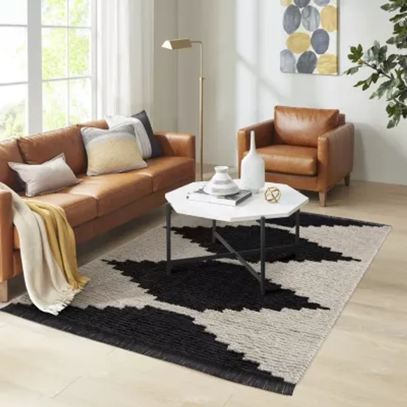 Madison Park Renae Plush Geometric Machine Woven Skid Resistant Indoor Rectangular Area Rug