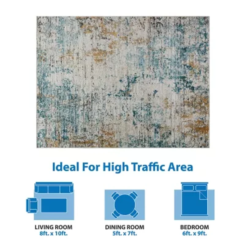 Madison Park Amelia Abstract Machine Woven Skid Resistant Indoor Rectangular Area Rug