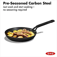OXO Black Steel 10" Frying Pan with Silicone Sleeve