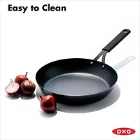 OXO Black Steel 12" Frying Pan with Silicone Sleeve