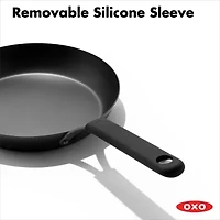 OXO Black Steel 12" Frying Pan with Silicone Sleeve