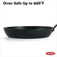 OXO Black Steel 12" Frying Pan with Silicone Sleeve