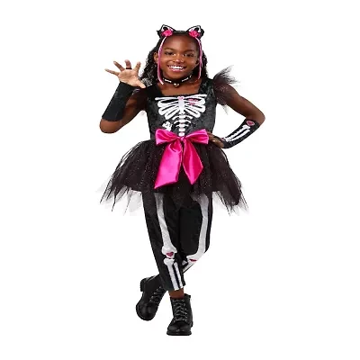 Little & Big Kid Girls Skeletons Skele-Kitten 5-pc. Costume