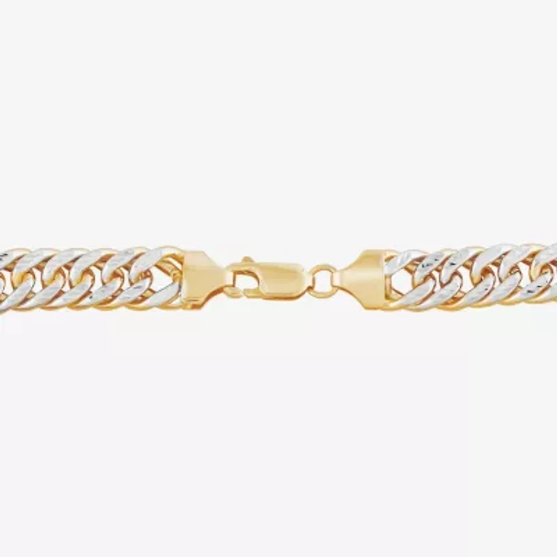 Mens 14K Gold 9 Inch Hollow Curb Chain Bracelet