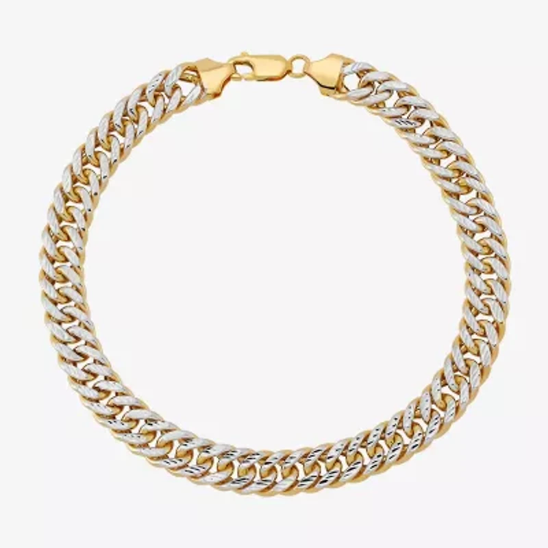 Mens 14K Gold 9 Inch Hollow Curb Chain Bracelet