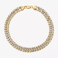 Mens 14K Gold 9 Inch Hollow Curb Chain Bracelet