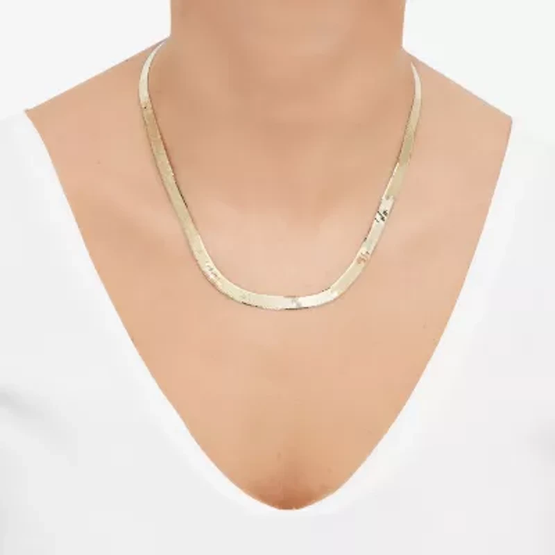 Made in Italy Womens 14K Gold 18 Inch Herringbone Chain Necklace