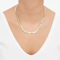 Made in Italy Womens 14K Gold 18 Inch Herringbone Chain Necklace