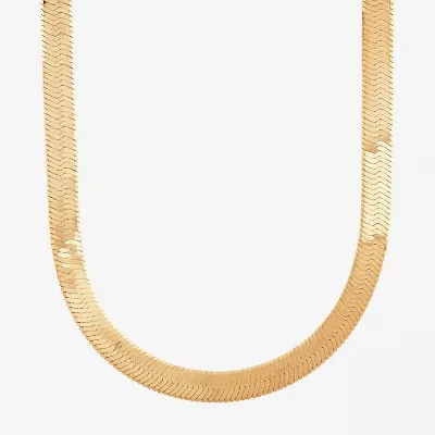 Made in Italy Womens 14K Gold 18 Inch Herringbone Chain Necklace