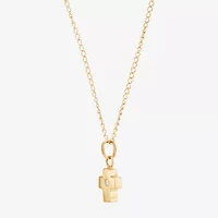 Girls White Diamond 14K Gold Cross 13 Inch Pendant Necklace