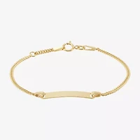 Girls 14K Gold 5 1/2 Inch Solid Curb Id Bracelet